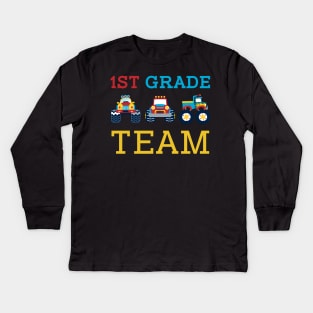 Monster Truck Team 1st Grade Back To School Teacher Student Kids Long Sleeve T-Shirt